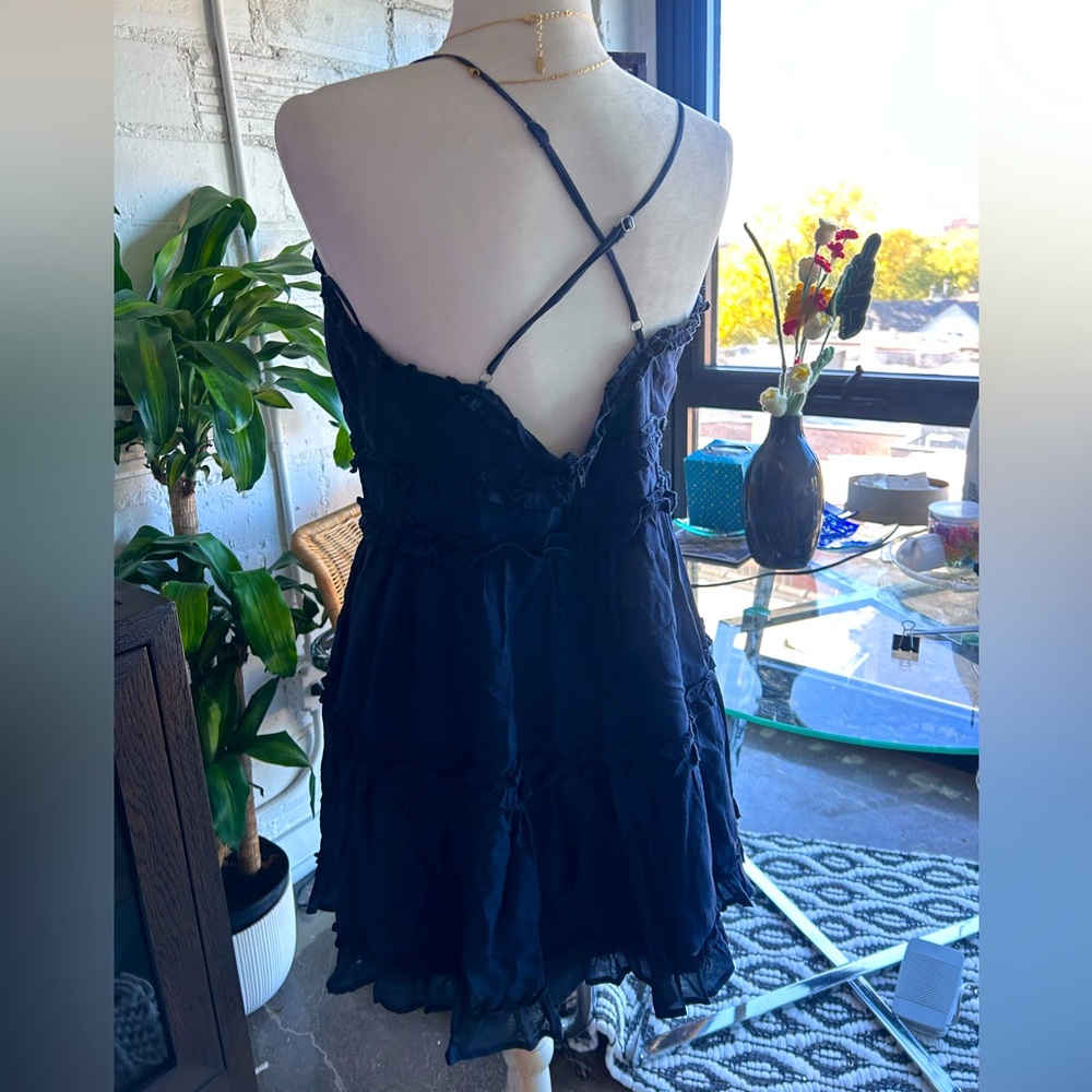 Navy Blue Flowy Dress - Picture 4 of 7